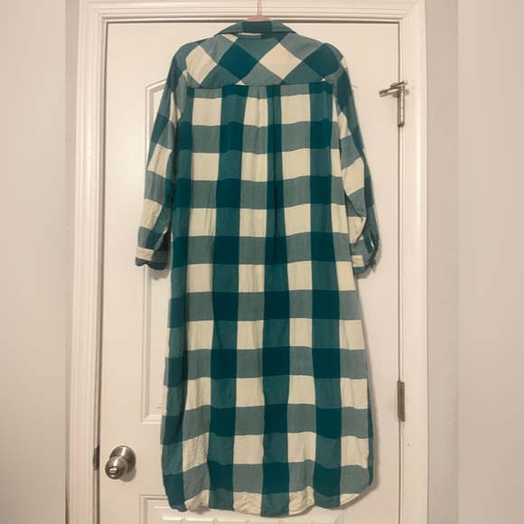 Cato Teal and Cream western Checkered Long Sleeve flannel Dress size 18/20 - Picture 5 of 5